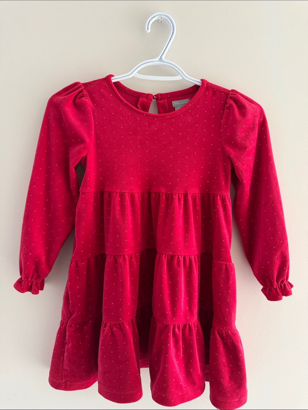 10 for $20💗Girls Red Tiered Velvet Dress with Sparkle